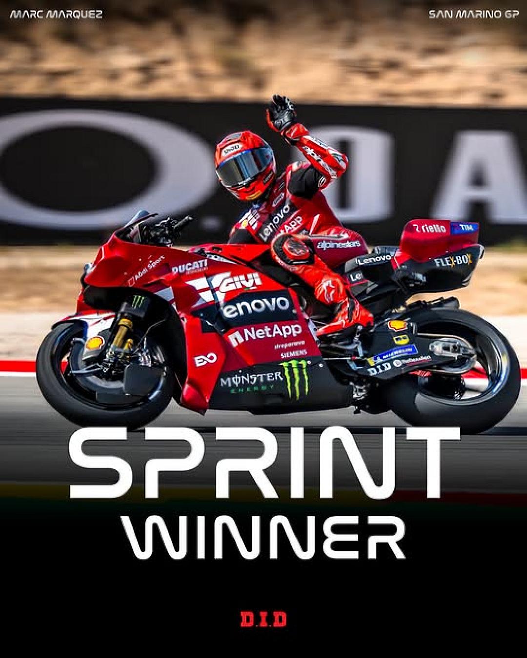 Marc Marquez คว้าชัย Sprint Race ศึก San Marino กดดันคู่แข่งจนหลุด เก็บ 12 คะแนนเต็ม