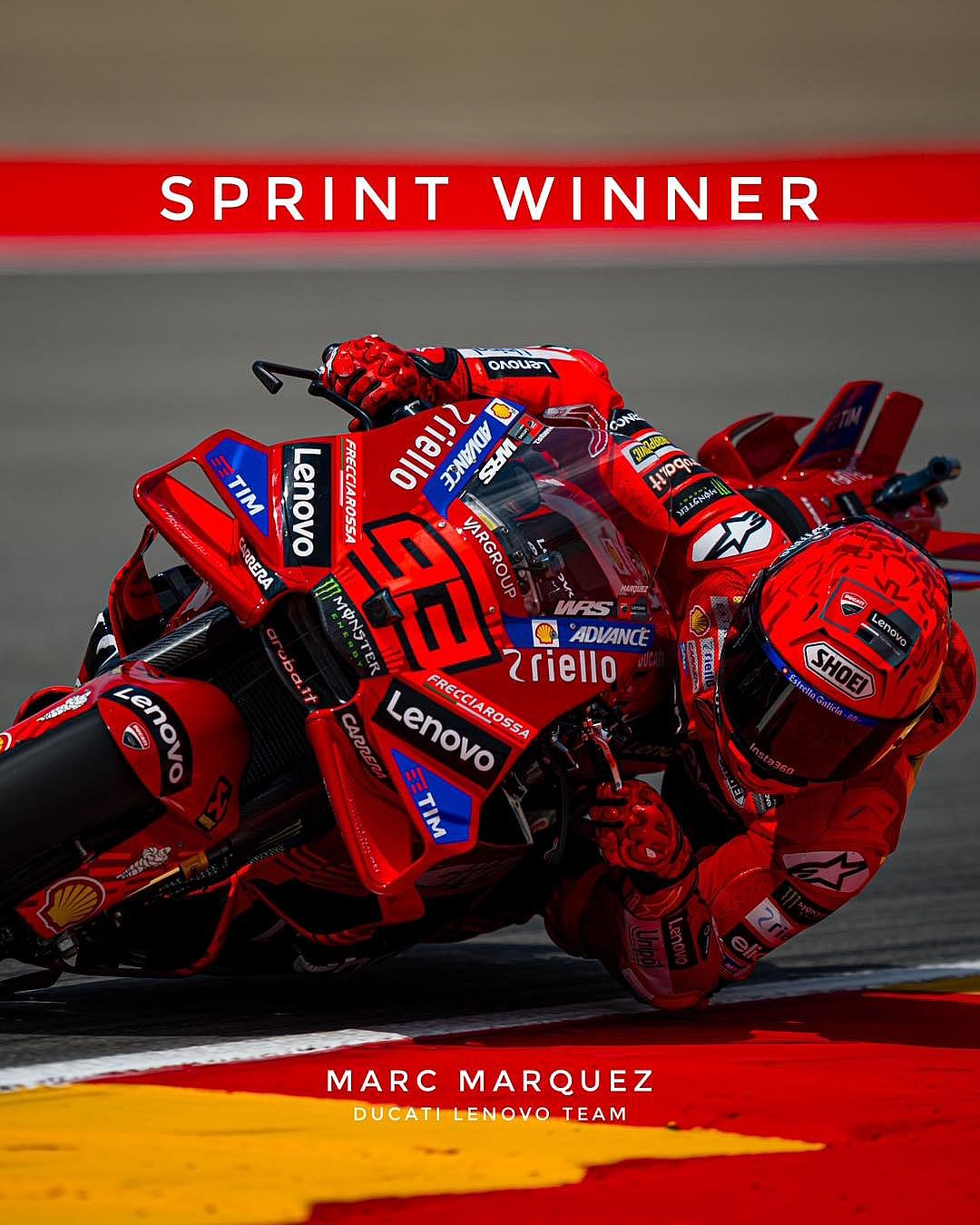 Marc Marquez ฟอร์มโหด! คว้าชัย Sprint Race ที่ Aragon พร้อมทำลายสถิติรอบ