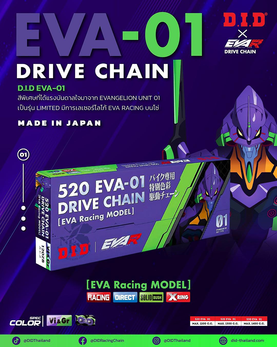 D.I.D x EVANGELION EVA-01 Drive Chain — โซ่ลิมิเต็ดสุดเท่ แรงบันดาลใจจากซีรีส์อนิเมะในตำนาน