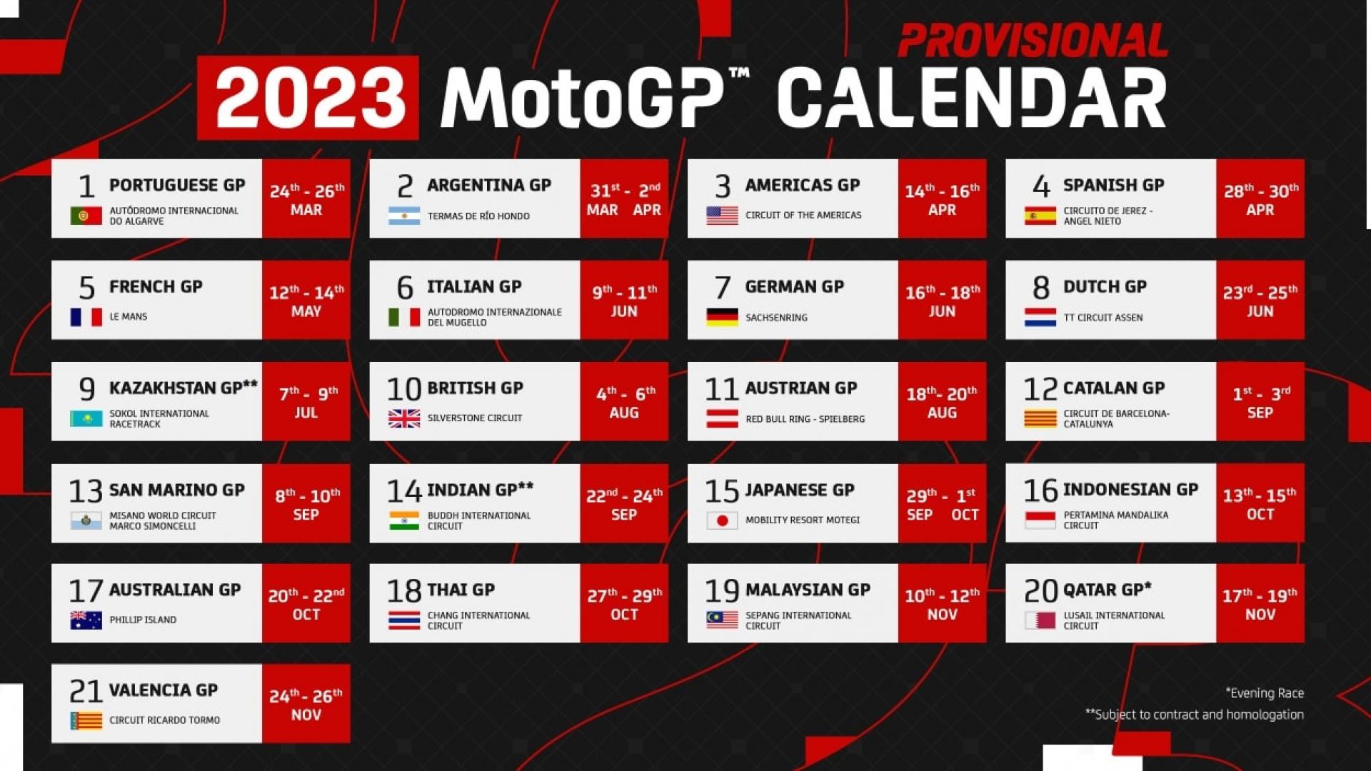 ตารางแข่งขัน MotoGP 2023  ประชาสัมพันธ์