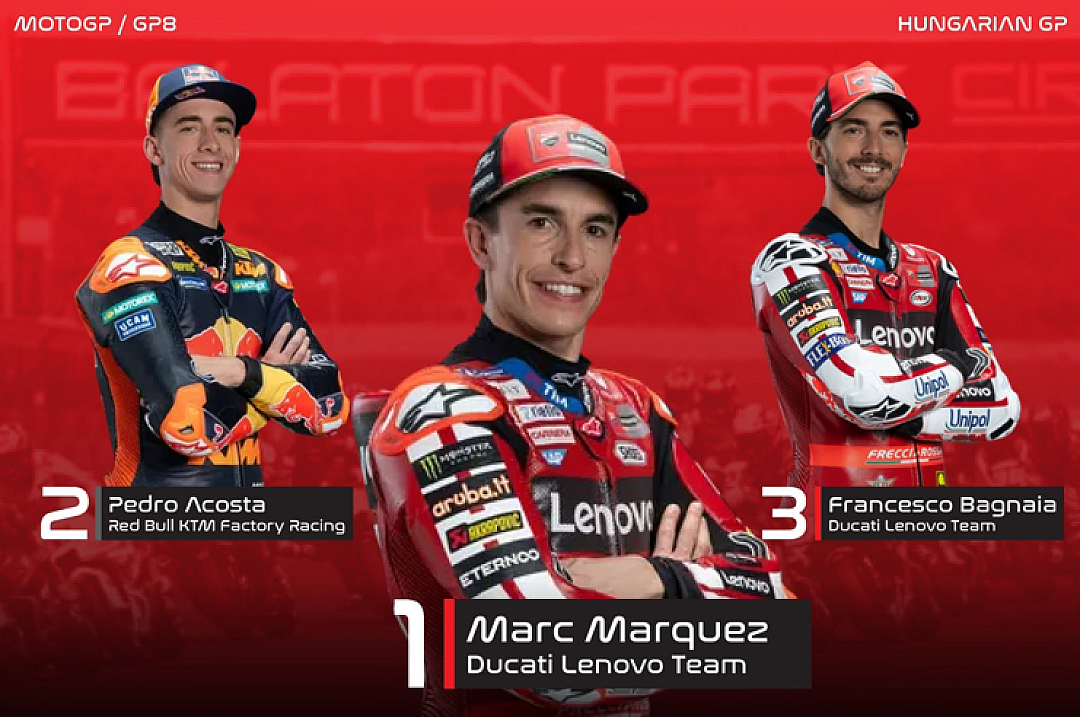 มาร์ก มาร์เกซ คว้าชัย Hungarian GP! ศึก MotoGP 2025 สนามที่ 8 ที่ Balaton Park Circuit